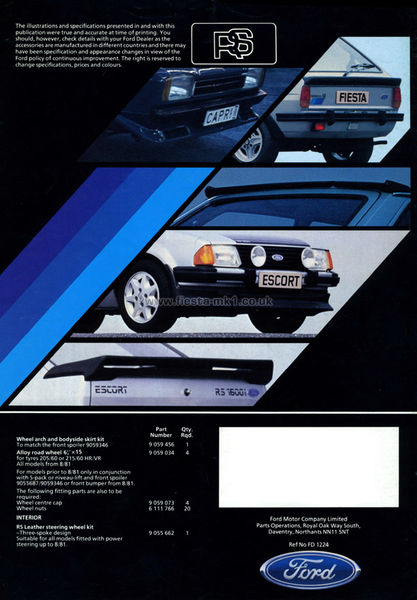 Fiesta MK1: RS Sport Accessories - Back Cover