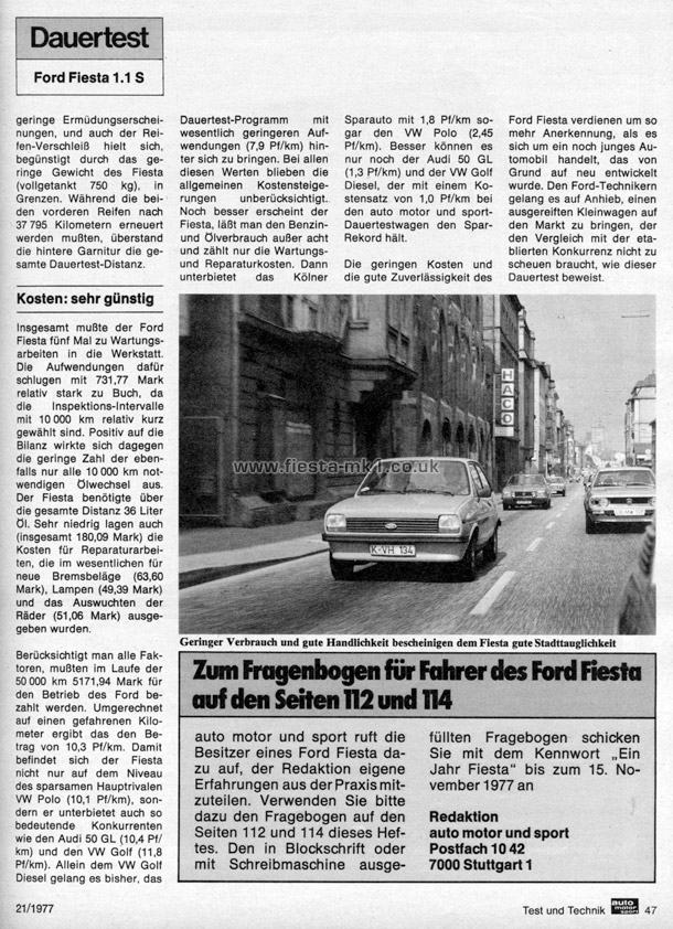 Auto Motor und Sport - Road Test: Fiesta 1100S (Sport) - Page 7