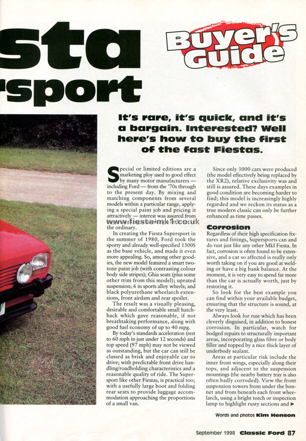 Classic Ford - Buyers Guide: Fiesta Supersport - Page 2