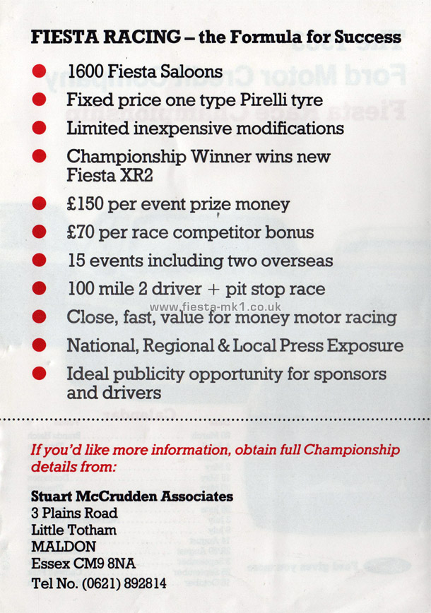 Fiesta MK1 Championship: Fiesta Championship Leaflet - Page 3