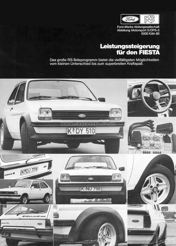 Fiesta MK1: Motorsport RS-Teileprogramm - Front Cover