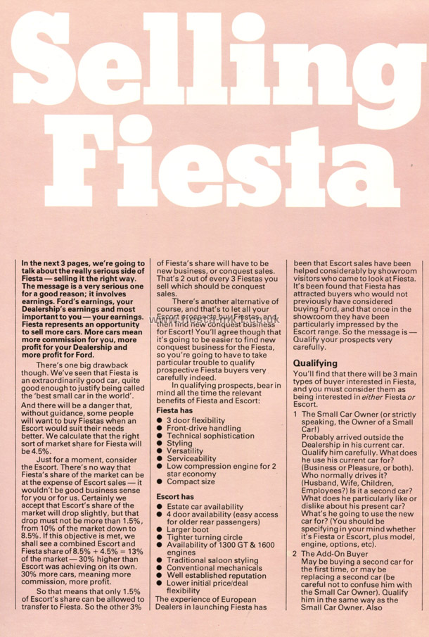 Fiesta MK1: Dealer Introduction Guide - Page 50