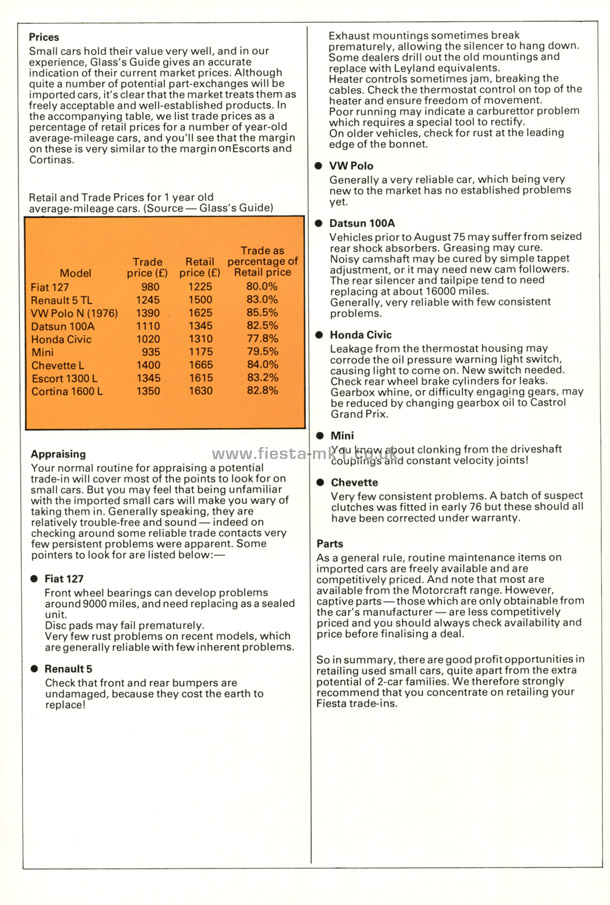 Fiesta MK1: Dealer Introduction Guide - Page 54