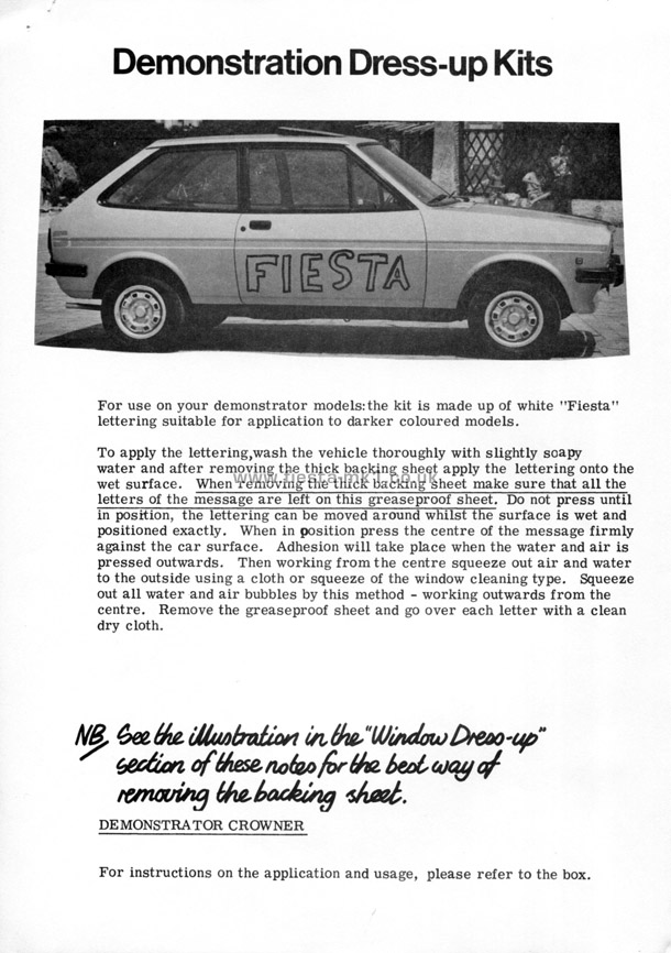 Fiesta MK1: Showroom Material Instructions - Page 14