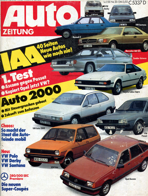 Auto Zeitung - New Car: Fiesta XR2 - Front Cover