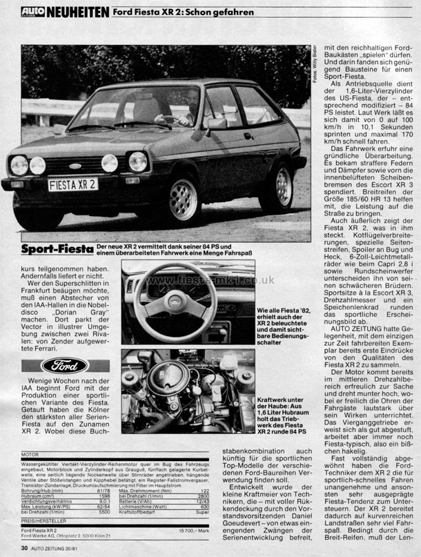 Auto Zeitung - New Car: Fiesta XR2 - Page 1