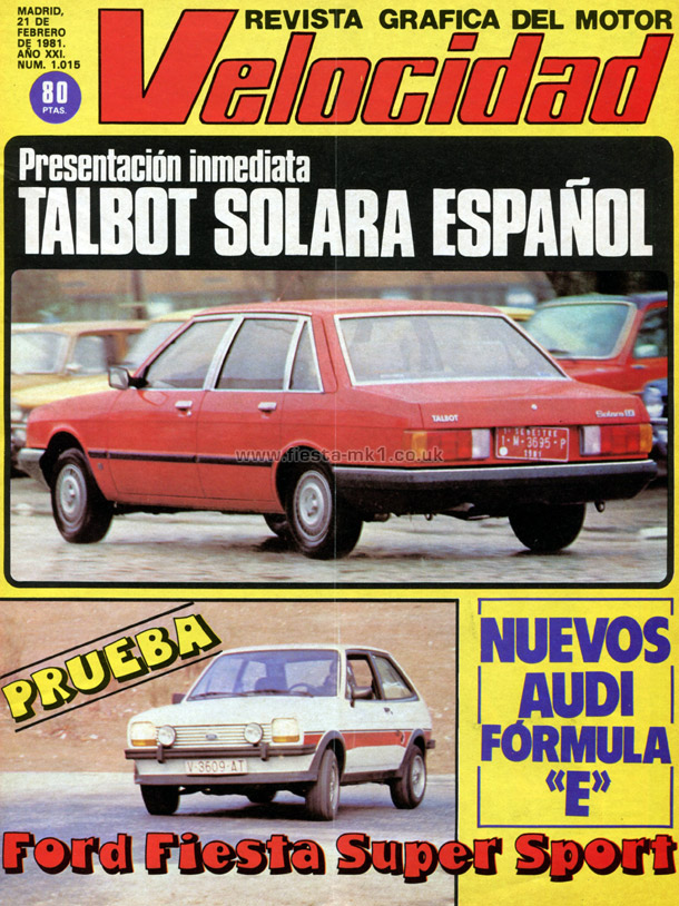 Velocidad - Road Test: Fiesta Supersport - Front Cover