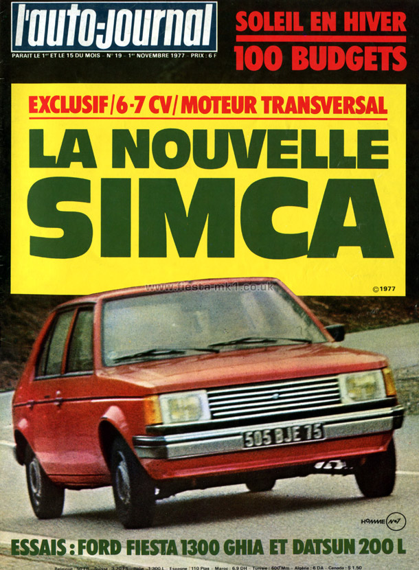 L'Auto-Journal - Road Test: Fiesta Ghia 1300 - Front Cover