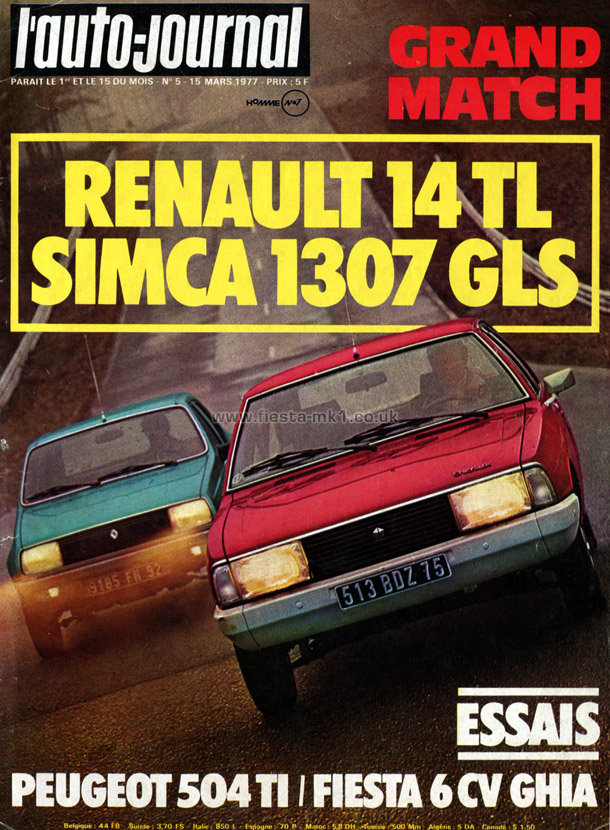 L'Auto-Journal - Road Test: Fiesta Ghia 6CV - Front Cover