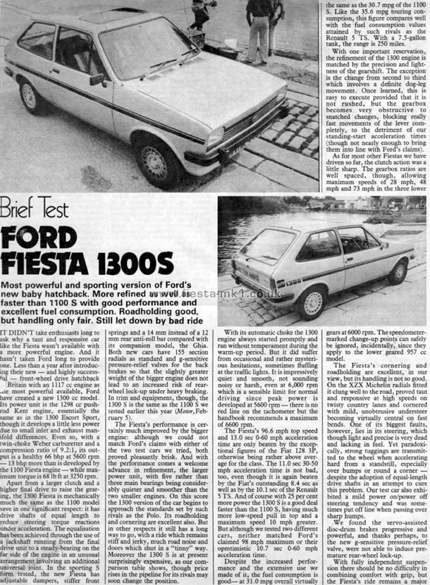 Motor - Road Test: Fiesta 1300S (Sport) - Page 1