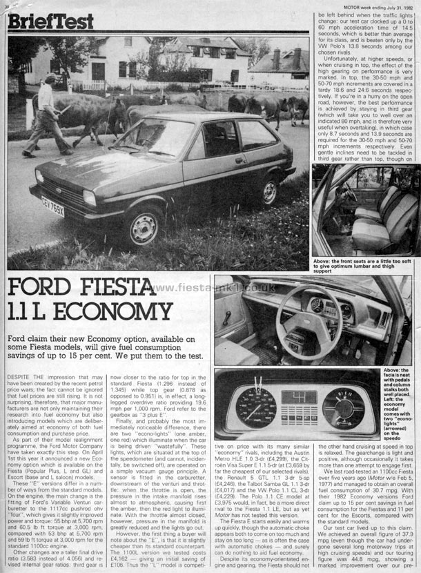 Motor - Road Test: Fiesta L Economy - Page 1