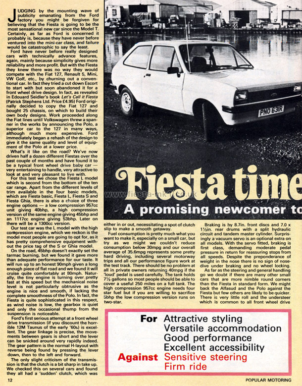 Popular Motoring - Road Test: Fiesta L - Page 1