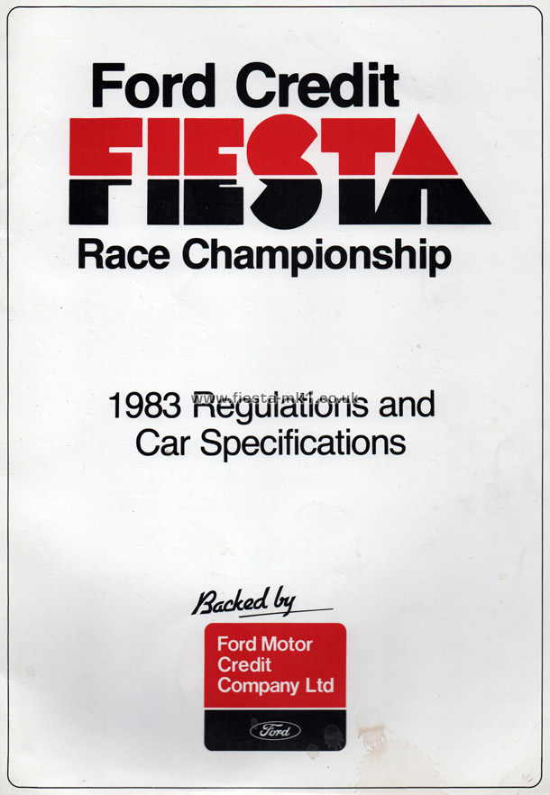 Fiesta MK1 Championship: Regulations & Specifications - Front Cover