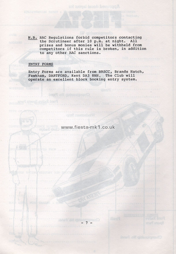 Fiesta MK1 Championship: Regulations & Specifications - Page 7